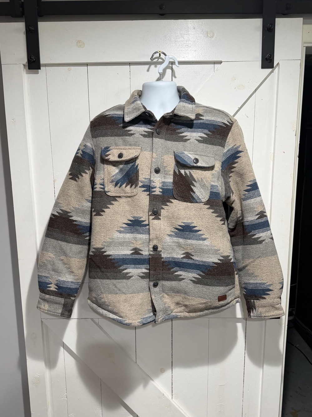 Jachs Southwestern-Inspired Button-Up Jacket in Beige, Brown & Blue